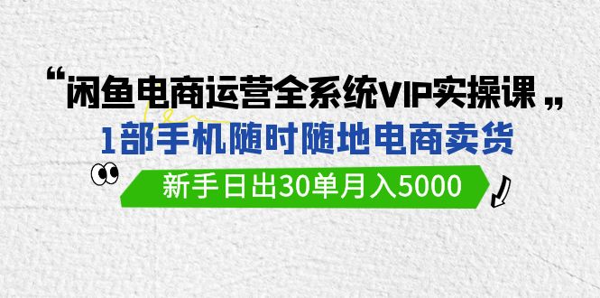 闲鱼电商运营全系统VIP实战课,1部手机随时随地卖货,新手日出30单月入5000-轻创社项目网