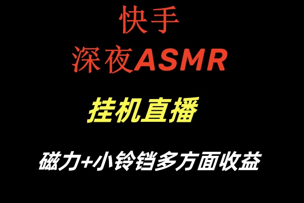 快手深夜ASMR挂机直播磁力+小铃铛多方面收益-轻创社项目网