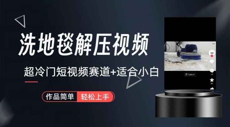 超冷门抖音赛道-清洗地毯解压视频-简单无脑怼作品-轻创社项目网