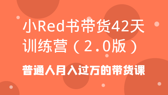 小Red书带货42天训练营(2.0版)普通人月入过万的带货课-轻创社项目网