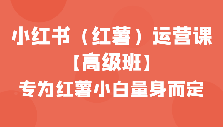 小红书(红薯)运营课【高级班】,专为红薯小白量身而定(42节课)-轻创社项目网