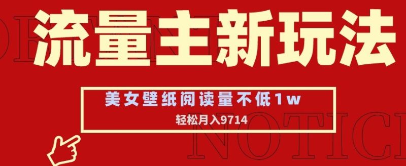 流量主新玩法,美女壁纸和头像,阅读量不低于1w,月入9741-轻创社项目网