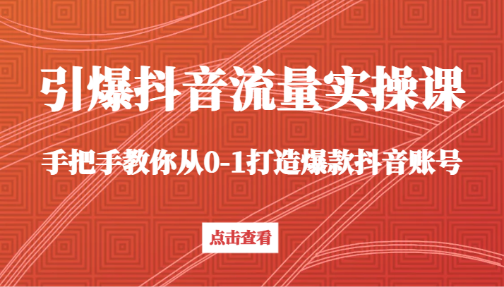 引爆抖音流量实操课，手把手教你从0-1打造爆款抖音账号（27节课）-轻创社项目网
