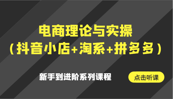 电商理论与实操（抖音小店+淘系+拼多多）新手到进阶系列课程-轻创社项目网