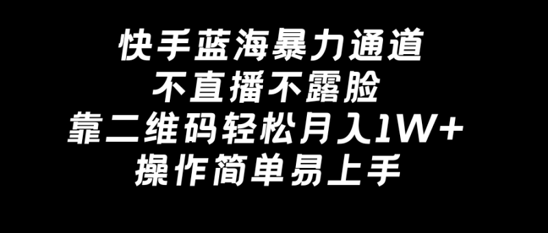 （8961期）快手蓝海暴力通道，不直播不露脸，靠二维码轻松月入1W+，操作简单易上手-轻创社项目网