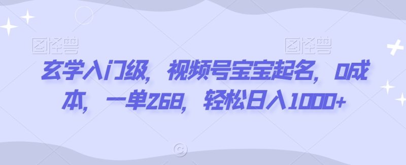 玄学入门级,视频号宝宝起名,0成本,一单268,轻松日入1000+-轻创社项目网