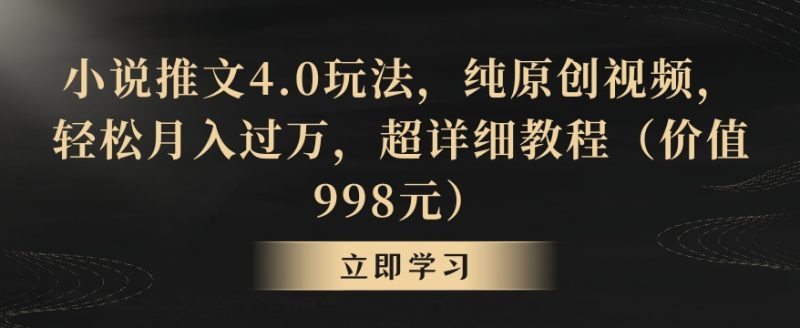 小说推文4.0玩法,纯原创视频,轻松月入过万,超详细教程(价值998元)-轻创社项目网