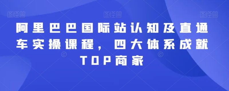 阿里巴巴国际站认知及直通车实操课程,四大体系成就TOP商家-轻创社项目网