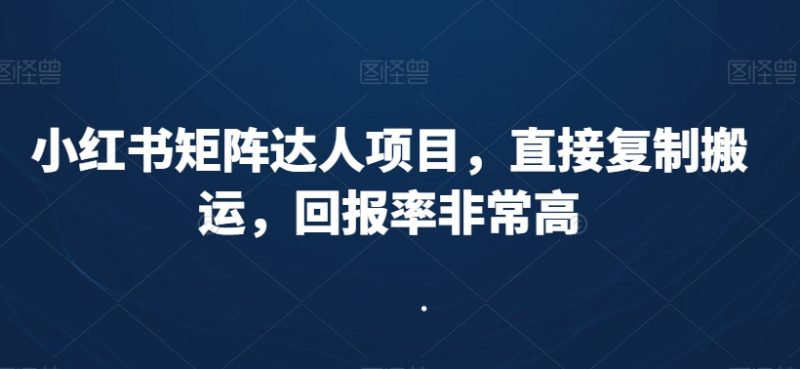 小红书矩阵达人项目,直接复制搬运,回报率非常高-轻创社项目网
