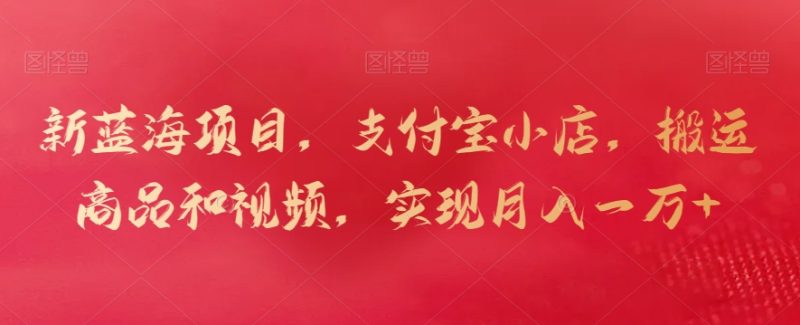 新蓝海项目,支付宝小店,搬运商品和视频,实现月入一万+-轻创社项目网