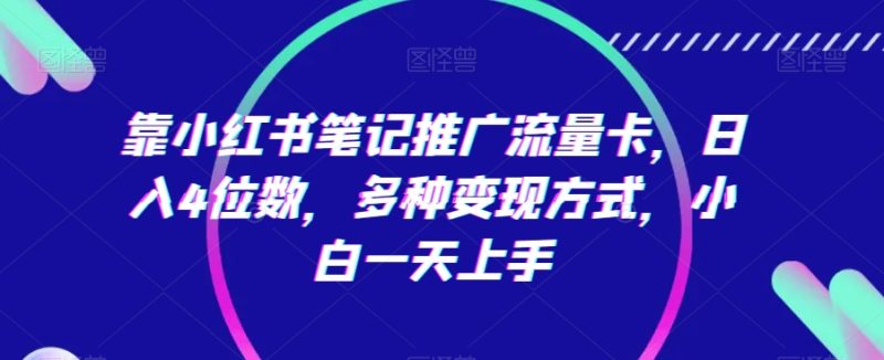 靠小红书笔记推广流量卡,日入4位数,多种变现方式,小白一天上手-轻创社项目网
