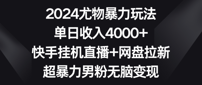 (9074期)2024尤物暴力玩法 单日收入4000+快手挂机直播+网盘拉新 超暴力男粉无脑变现-轻创社项目网