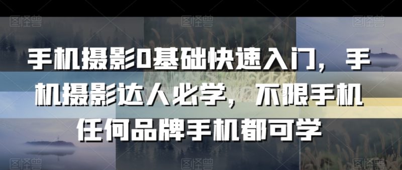 手机摄影0基础快速入门,手机摄影达人必学,不限手机任何品牌手机都可学-轻创社项目网
