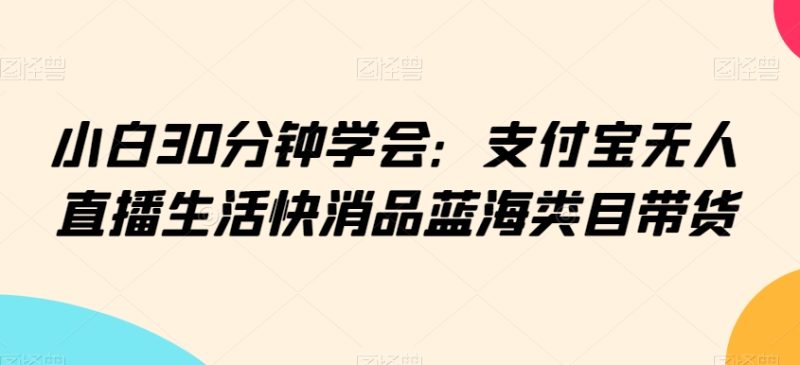 小白30分钟学会:支付宝无人直播生活快消品蓝海类目带货-轻创社项目网