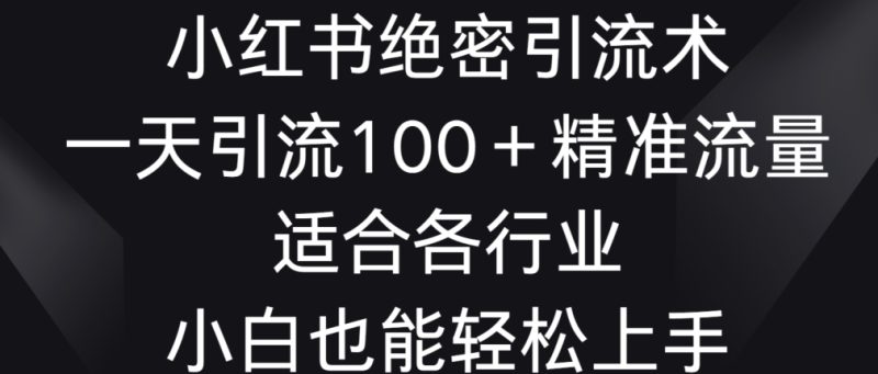 小红书绝密引流术,一天引流100+精准流量,适合各个行业,小白也能轻松上手-轻创社项目网