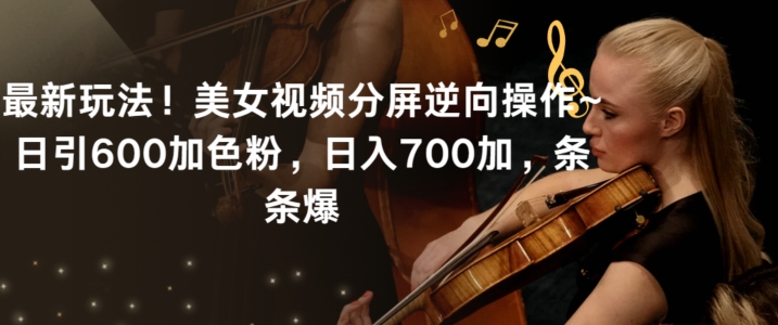 最新玩法!美女视频分屏逆向操作~日引600加色粉,日入700加,条条爆-轻创社项目网