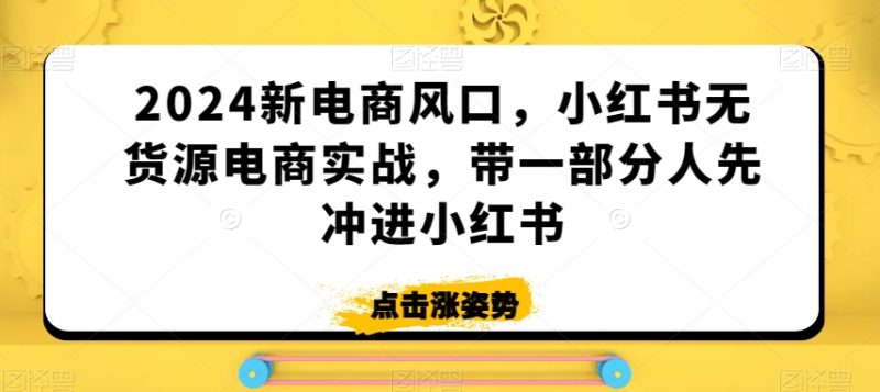 2024新电商风口,小红书无货源电商实战,带一部分人先冲进小红书-轻创社项目网