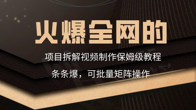 火爆全网的项目拆解类视频如何制作,条条爆,保姆级教程-轻创社项目网