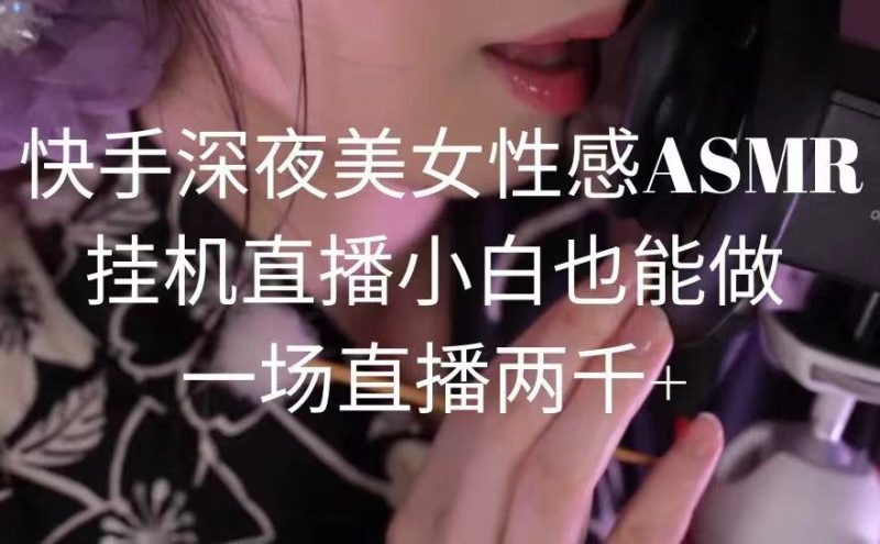 (9243期)快手深夜美女性感ASMR挂机直播,小白也能做,一场直播两千+-轻创社项目网