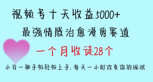 十天收益5000+,多平台捞金,视频号情感治愈漫剪,一个月收徒28个,小白一部手机轻松上手-轻创社项目网
