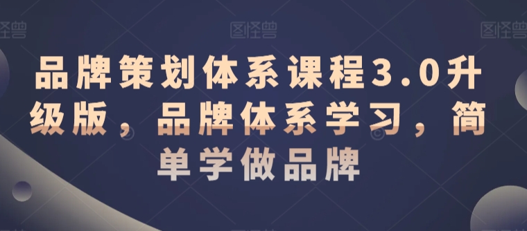 品牌策划体系课程3.0升级版,品牌体系学习,简单学做品牌-轻创社项目网