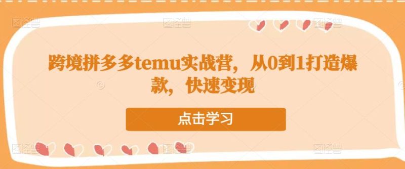跨境拼多多temu实战营,从0到1打造爆款,快速变现-轻创社项目网
