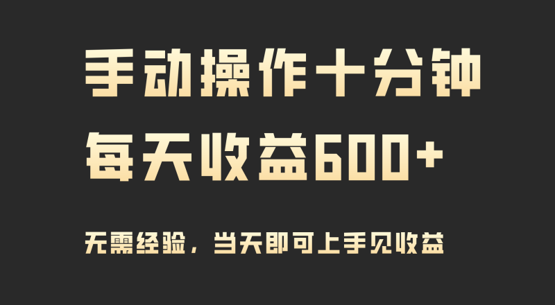 (9324期)手动操作十分钟,每天收益600+,当天实操当天见收益-轻创社项目网