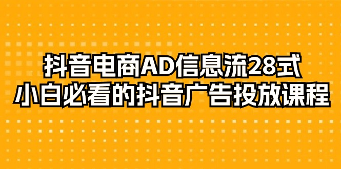 (9299期)抖音电商-AD信息流 28式,小白必看的抖音广告投放课程-29节-轻创社项目网