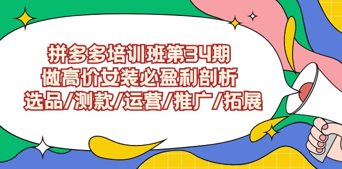(9333期)拼多多培训班第34期:做高价女装必盈利剖析 选品/测款/运营/推广/拓展-轻创社项目网