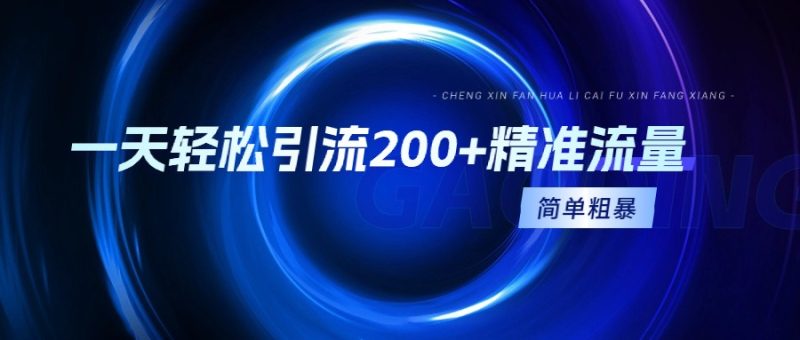 (9359期)一天轻松引流200+精准流量,简单粗暴,一看就会-轻创社项目网