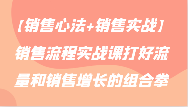 【销售心法+销售实战】销售流程实战课打好流量和销售增长的组合拳-轻创社项目网