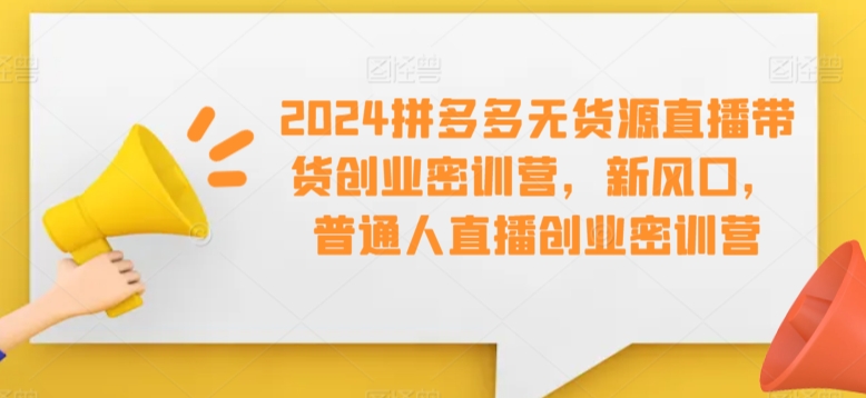 2024拼多多无货源直播带货创业密训营,新风口,普通人直播创业密训营-轻创社项目网