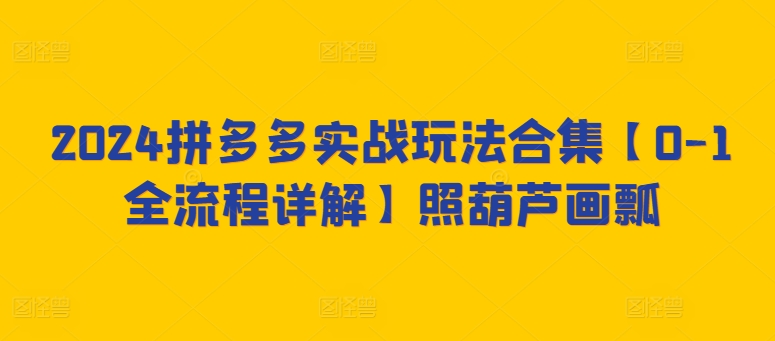 2024拼多多实战玩法合集【0-1全流程详解】照葫芦画瓢-轻创社项目网