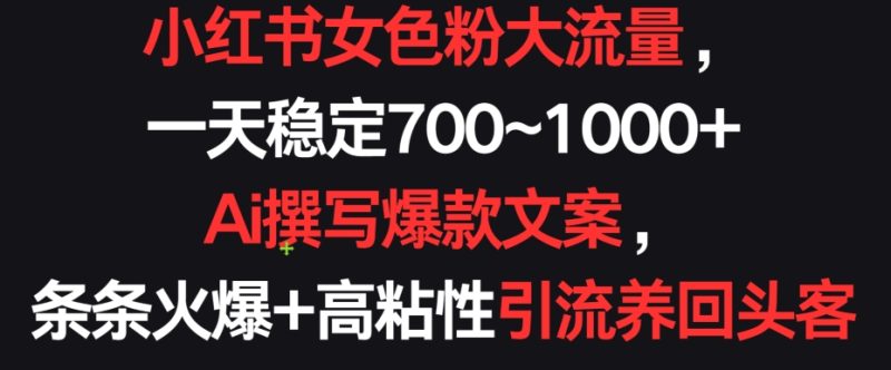 小红书女色粉大流量,一天稳定700~1000+ ?Ai撰写爆款文案,条条火爆+高粘性引流养回头客-轻创社项目网