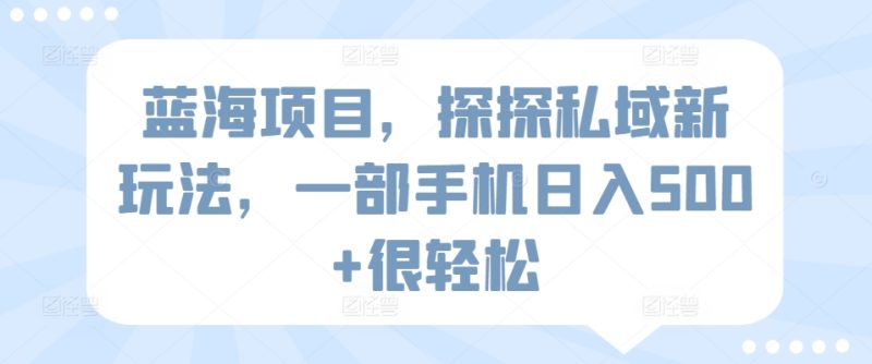 蓝海项目,探探私域新玩法,一部手机日入500+很轻松-轻创社项目网