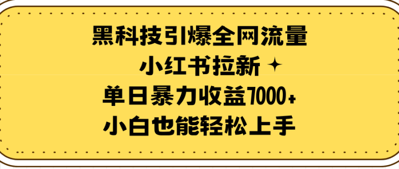 (9679期)黑科技引爆全网流量小红书拉新,单日暴力收益7000+,小白也能轻松上手-轻创社项目网