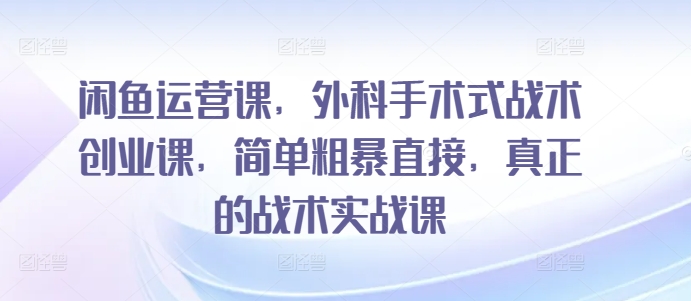 闲鱼运营课,外科手术式战术创业课,简单粗暴直接,真正的战术实战课-轻创社项目网