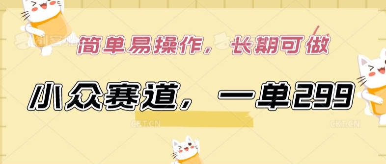 小众赛道,一单299.简单易操作,长期可做【揭秘】-轻创社项目网