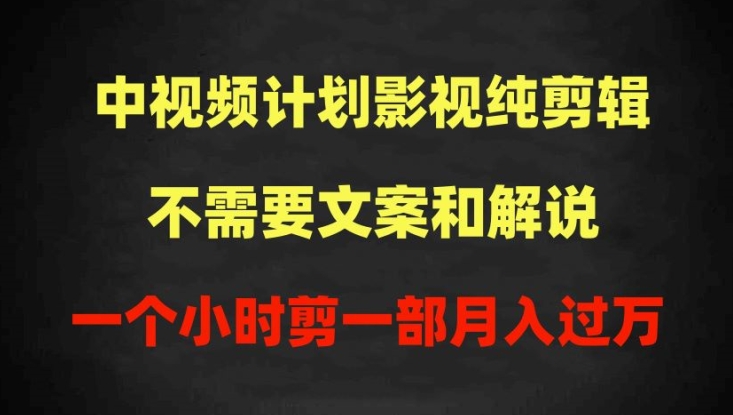中视频计划影视纯剪辑,不需要文案和解说,一个小时剪一部,100%过原创月入过万【揭秘】-轻创社项目网