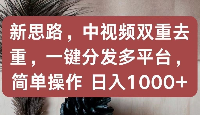 新思路,中视频双重去重,一键分发多平台,简单操作,日入1000+【揭秘】-轻创社项目网
