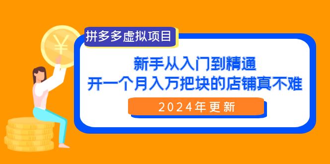 (9744期)拼多多虚拟项目:入门到精通,开一个月入万把块的店铺 真不难(24年更新)-轻创社项目网