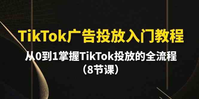 (10085期)TikTok广告投放入门教程,从0到1掌握TikTok投放的全流程(8节课)-轻创社项目网