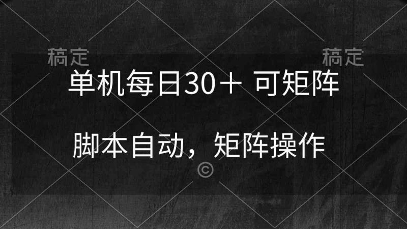 (10100期)单机每日30+ 可矩阵,脚本自动 稳定躺赚-轻创社项目网