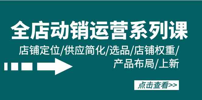 全店动销运营系列课:店铺定位/供应简化/选品/店铺权重/产品布局/上新-轻创社项目网