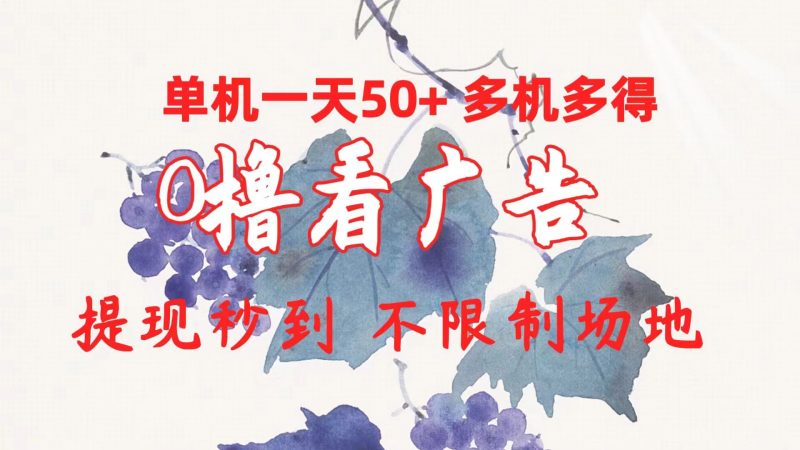 (10241期)0撸看广告 单机一天50+多机多得 提现秒到 不限制场地操作-轻创社项目网