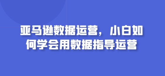 亚马逊数据运营,小白如何学会用数据指导运营-轻创社项目网