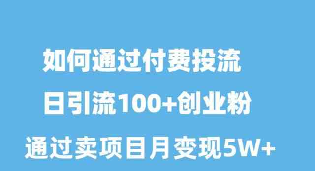 (10189期)如何通过付费投流日引流100+创业粉月变现5W+-轻创社项目网