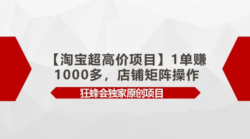 【淘宝超高价项目】1单赚1000多,店铺矩阵操作-轻创社项目网