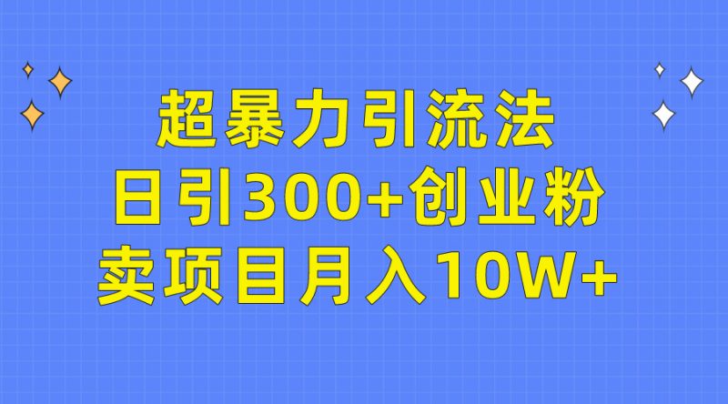 (9954期)超暴力引流法,日引300+创业粉,卖项目月入10W+-轻创社项目网