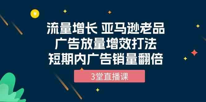 (10112期)流量增长 亚马逊老品广告放量增效打法,短期内广告销量翻倍(3堂直播课)-轻创社项目网